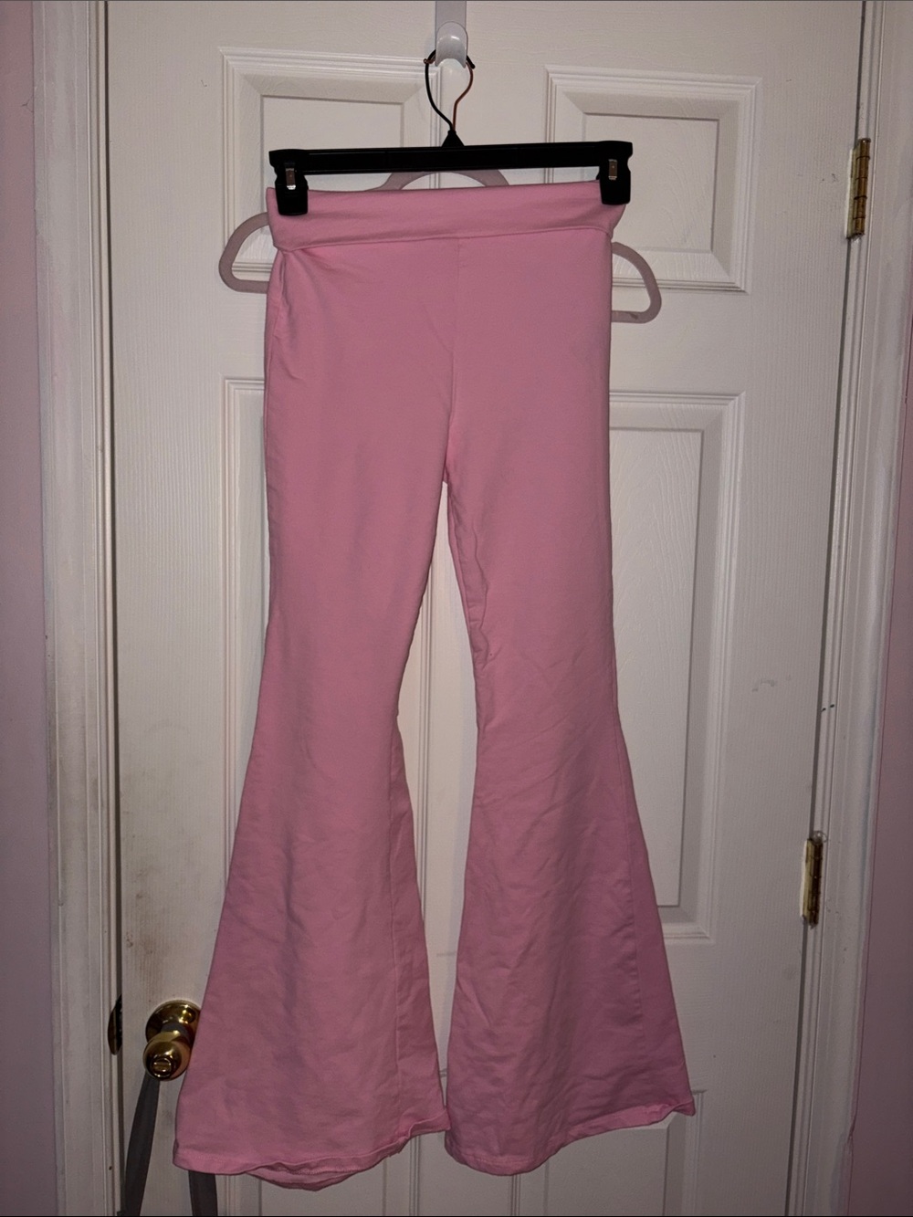 Edikted Pink Foldover Flare Leggings